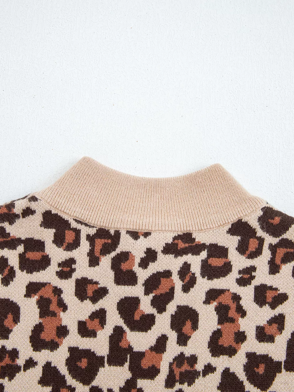 Leopard Print High Neck Shift Mini Sweater Dress, image 4