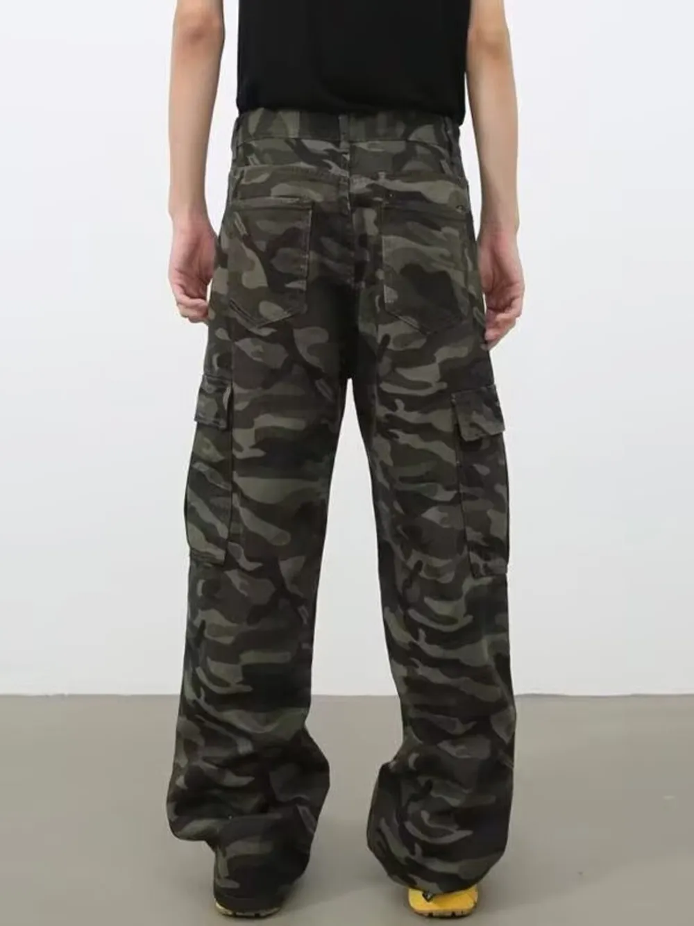 Men's Full Size Camo Print Wide Leg Cargo Jeans Plus Size, image 4
