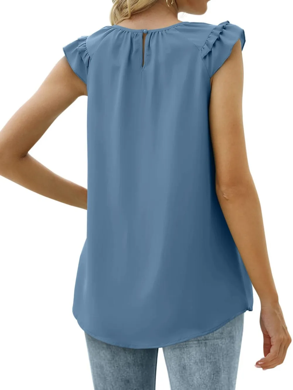 Ruffle Trim Round Neck Blouse, image 7
