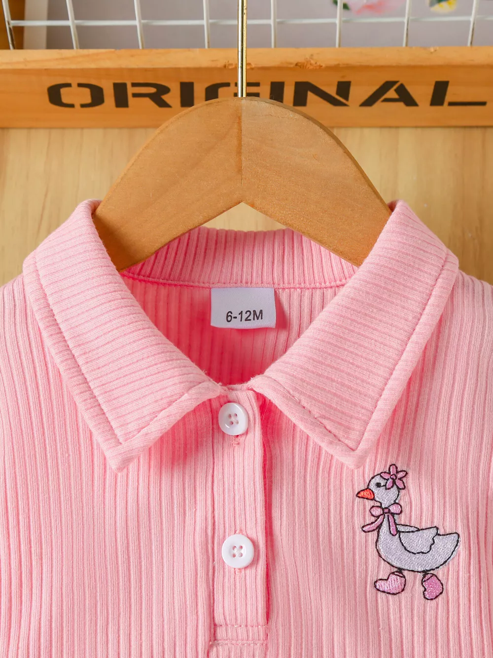 Children's Embroidered Ribbed Polo Shirt & Pleated Skirt Set, image 4