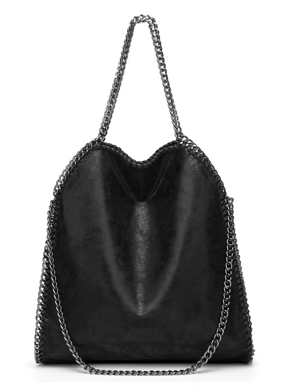 Chain-Trimmed PU Leather Shoulder Bag, image 6