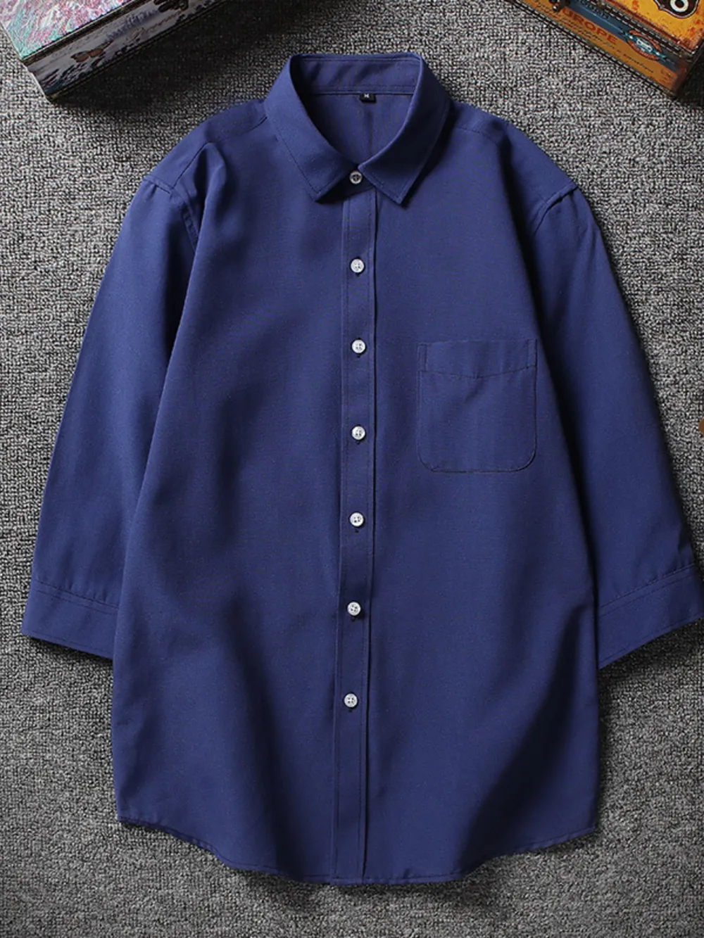 Men's Plus Size Casual Solid Color Button Up Shirt, image 2