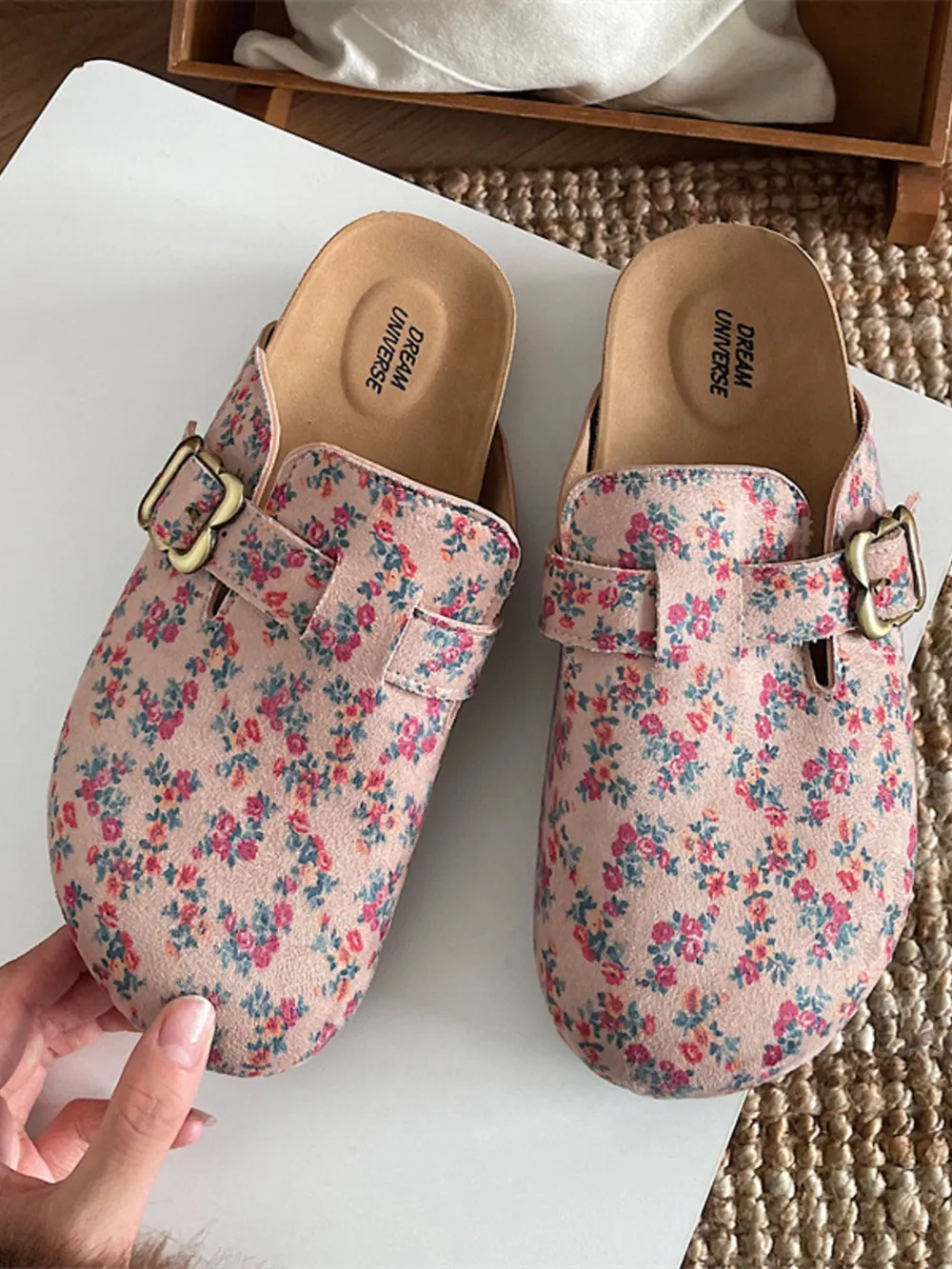 Floral Pattern Round Toe Slip-Ons, image 4