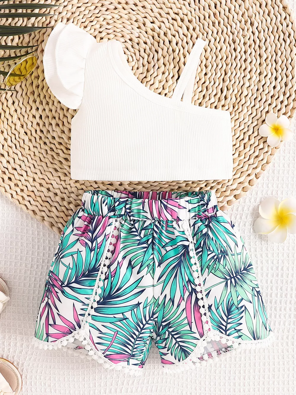 Children's Asymmetrical Neck Top & Shorts Set