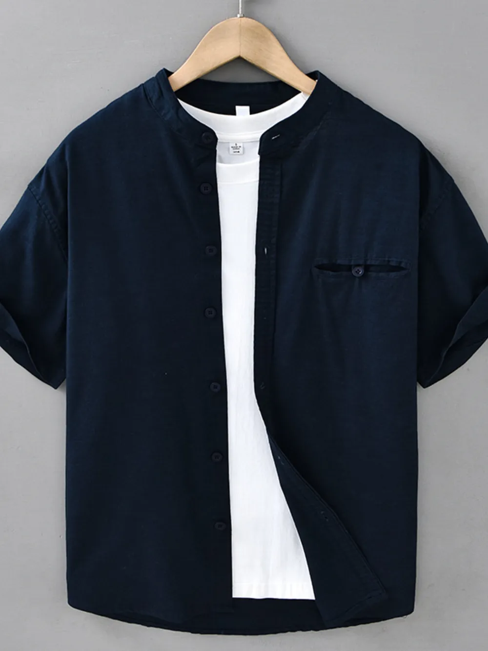 Men's Plus Size Casual Short Sleeve Button-Up Shirt, image 4