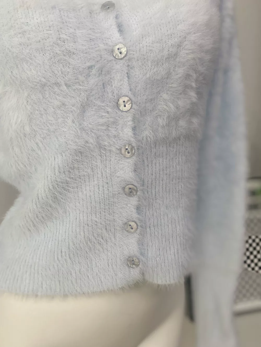 Soft Fuzzy Button-Down Cropped Cardigan, image 15