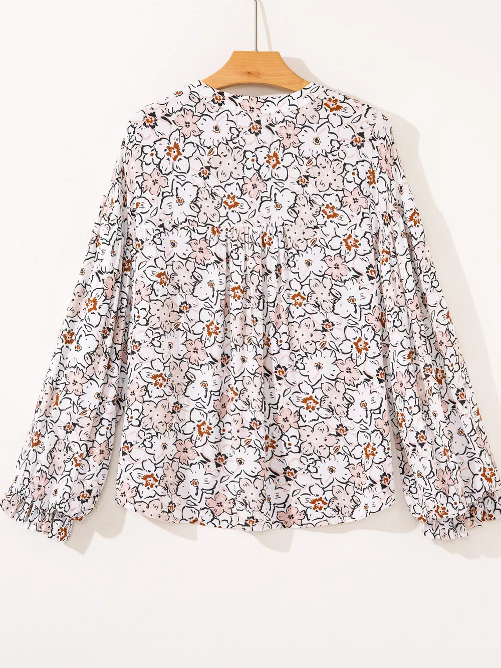 Floral Print Frilled Puff Sleeve Button Down Shirt, image 6