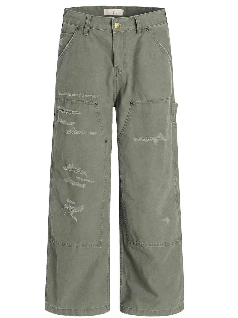 Men's Distressed Wide-Leg Carpenter Pants