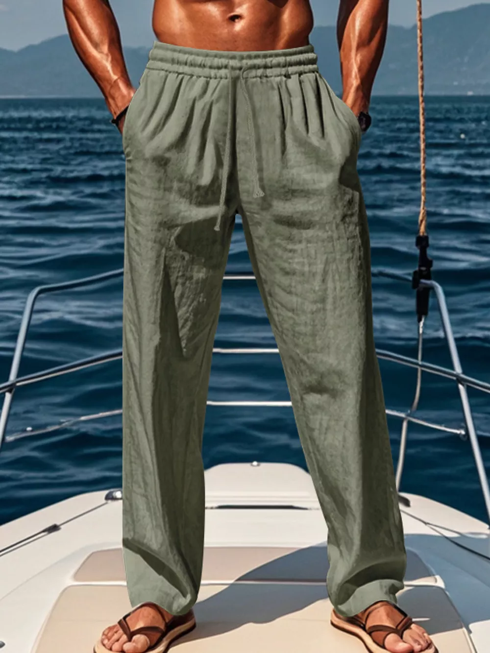 Men's Full Size Casual Loose-Fit Pants with Elastic Drawstring Waist Plus Size, image 2