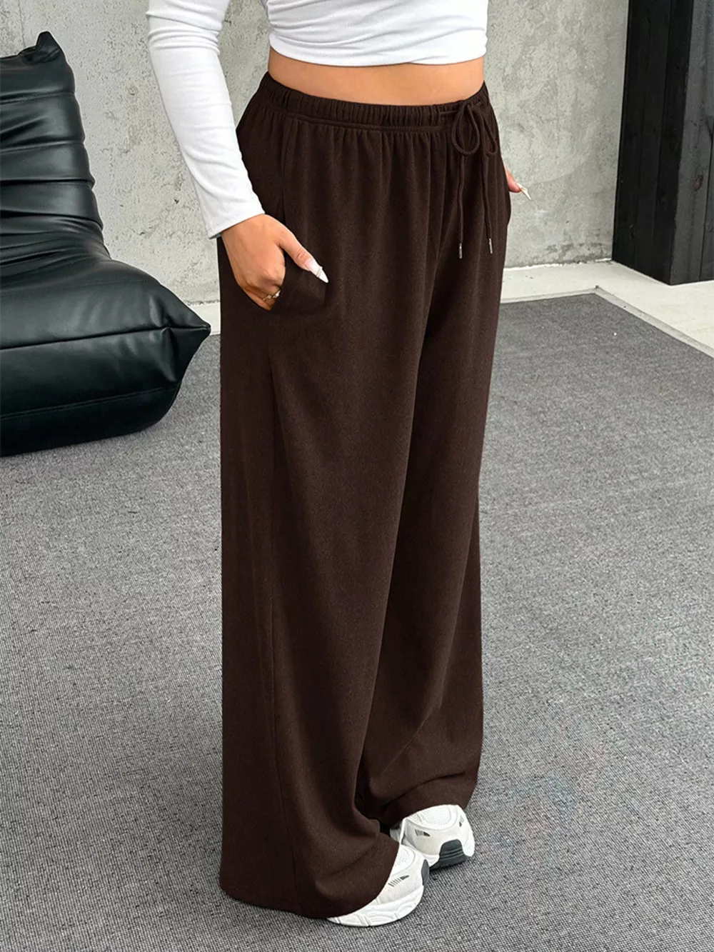Full Size Drawstring Wide Leg Pants Plus Size, image 6