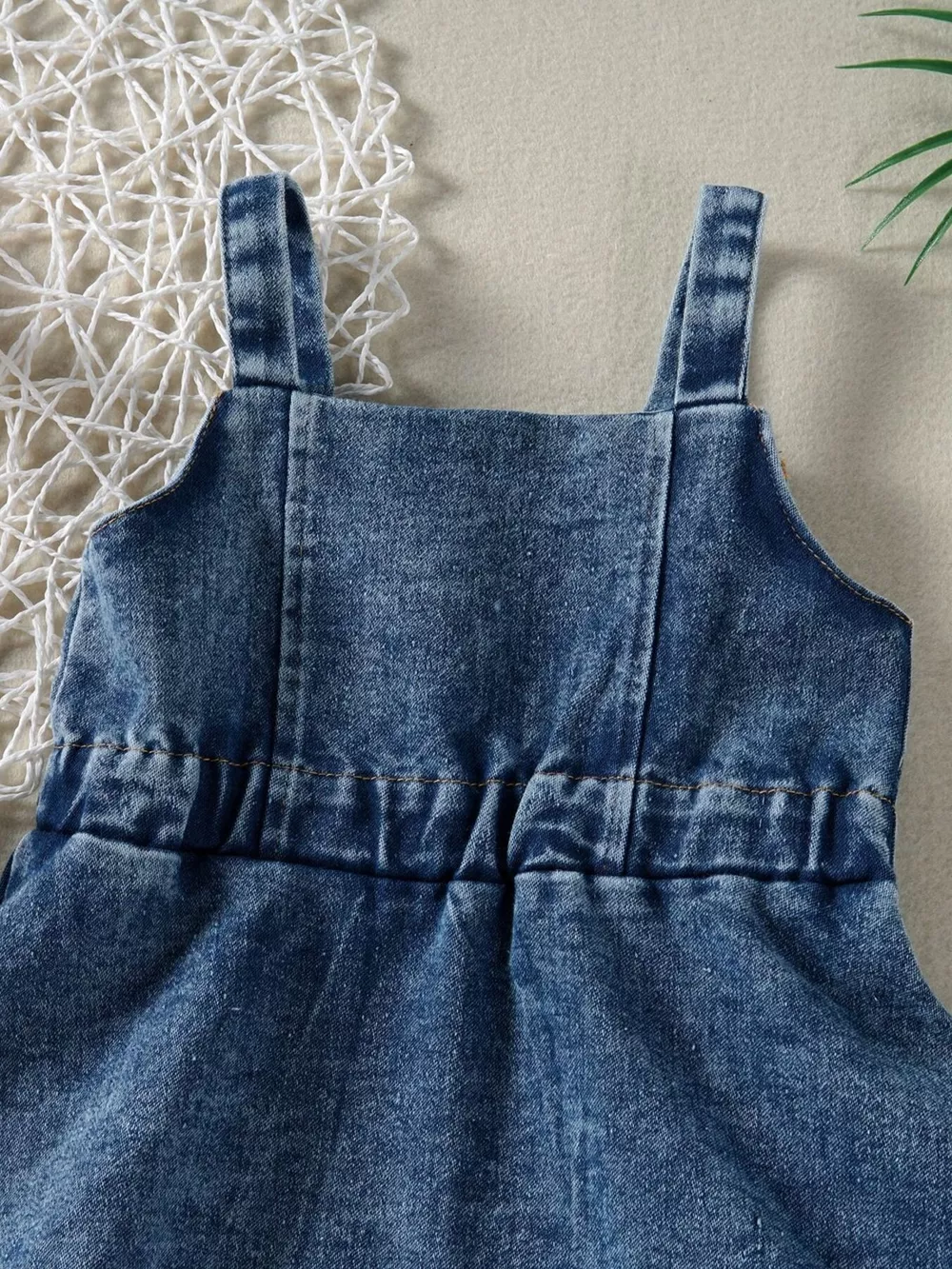 Children's Ruffled Hem Denim Overall Dress, image 3