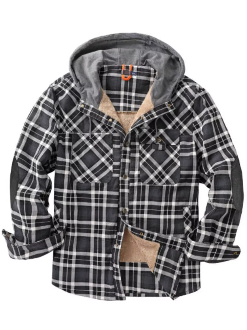 Men's Snap Down Plaid Flannel Hooded Jacket, image 7