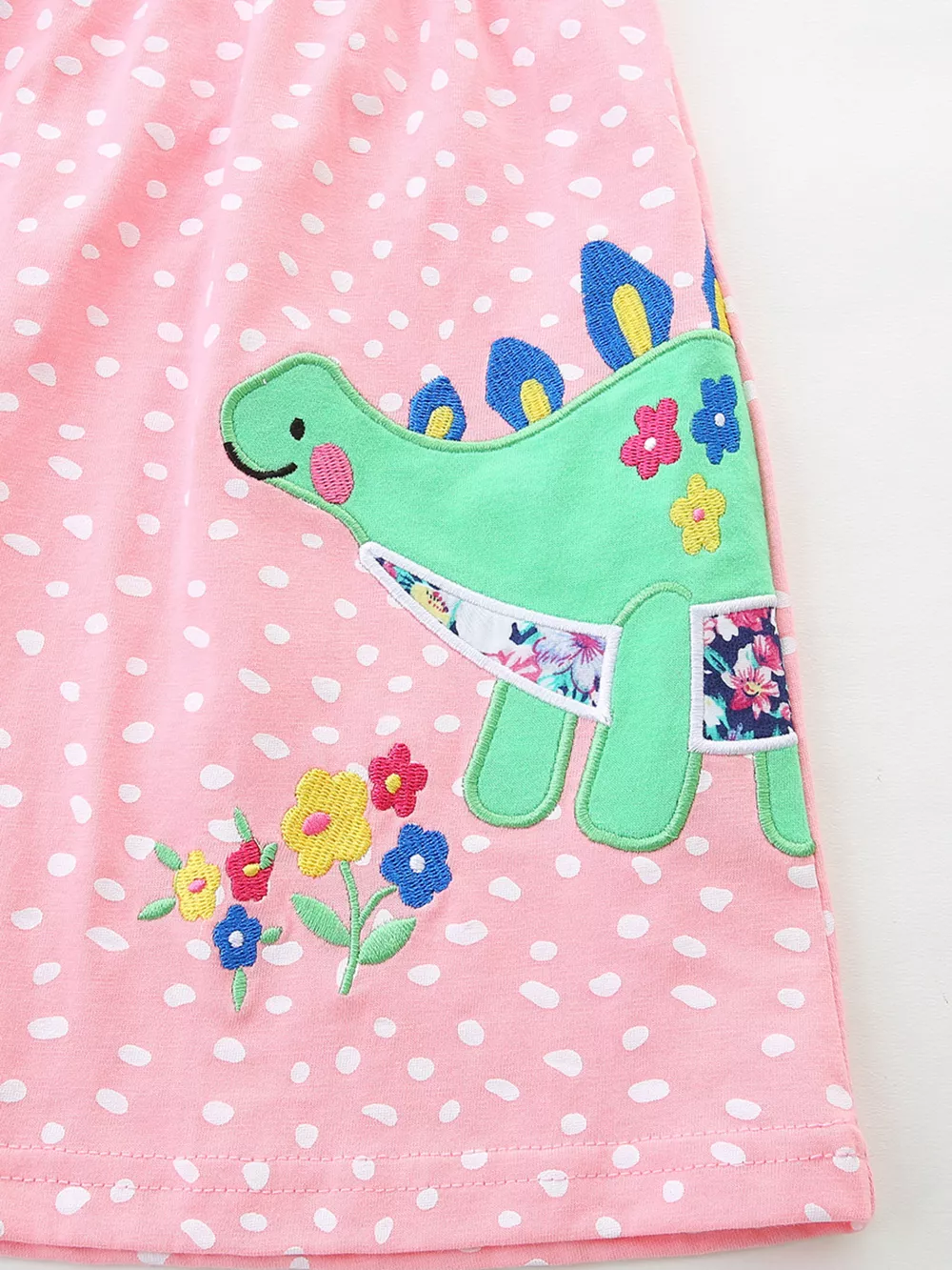 Children's Dinosaur Polka Dot Short Sleeve Dress, image 4