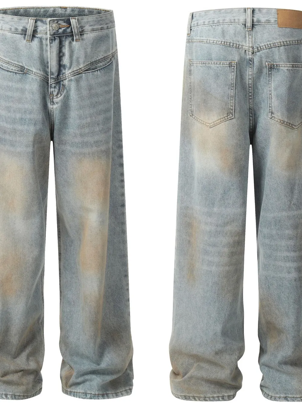 Men's Vintage Wash Wide Leg Pocket Jeans, image 4