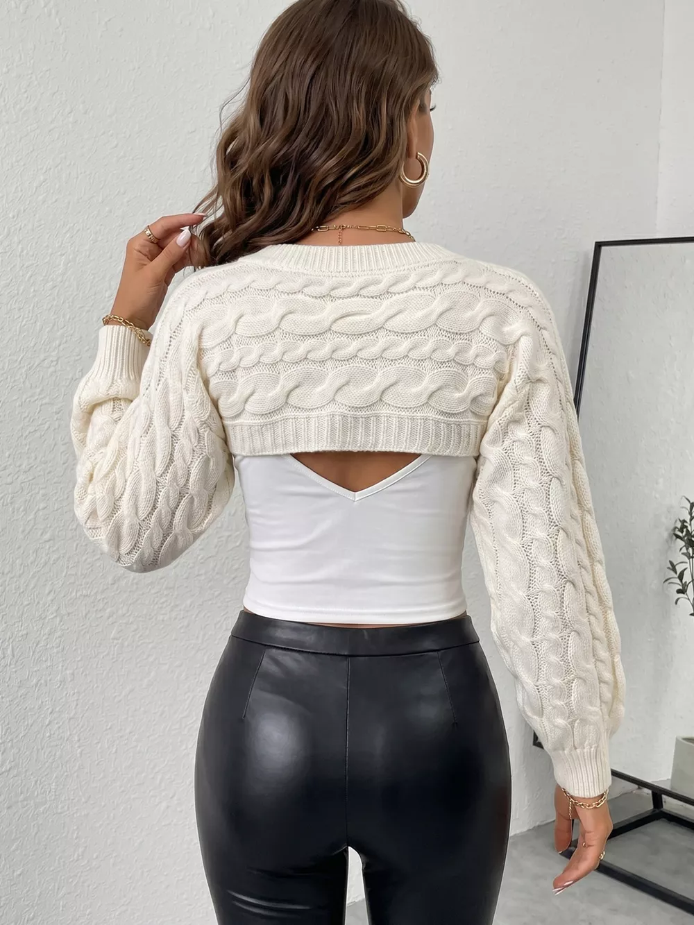 Floral Applique Cable Knit Cover Up, image 5