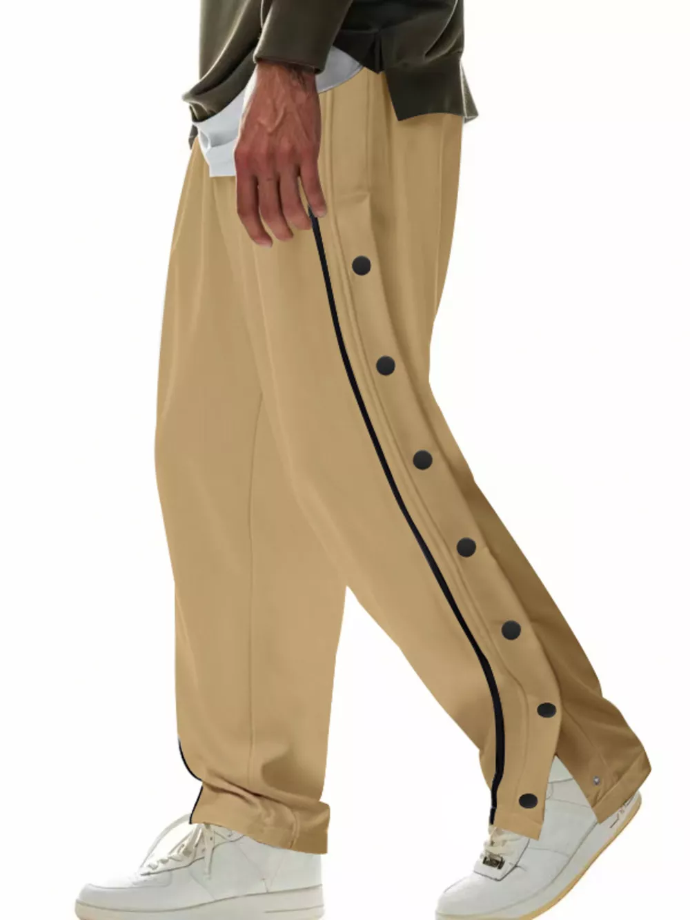 Men's Full Size Loose Fit Side Snap Button Track Pants Plus Size, image 4