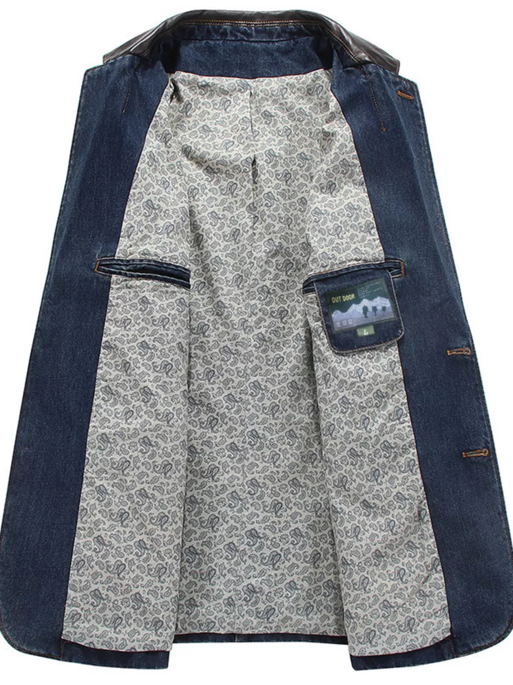 Men's Plus Size Button Up Denim Blazer, image 2