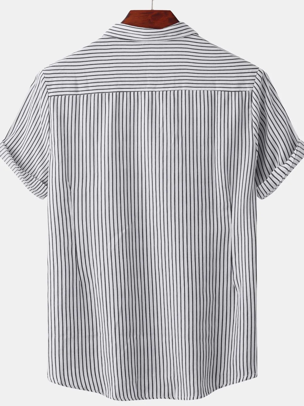 Men's Plus Size Striped Short Sleeve Button-Down Shirt, image 5