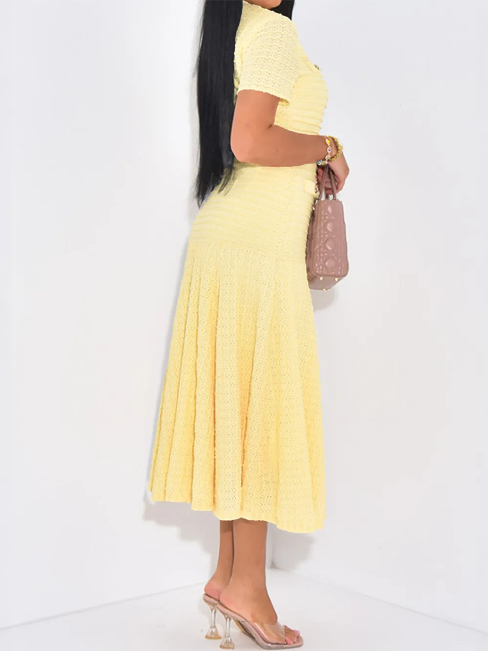 Textured Knit Short Sleeve Dress, image 13