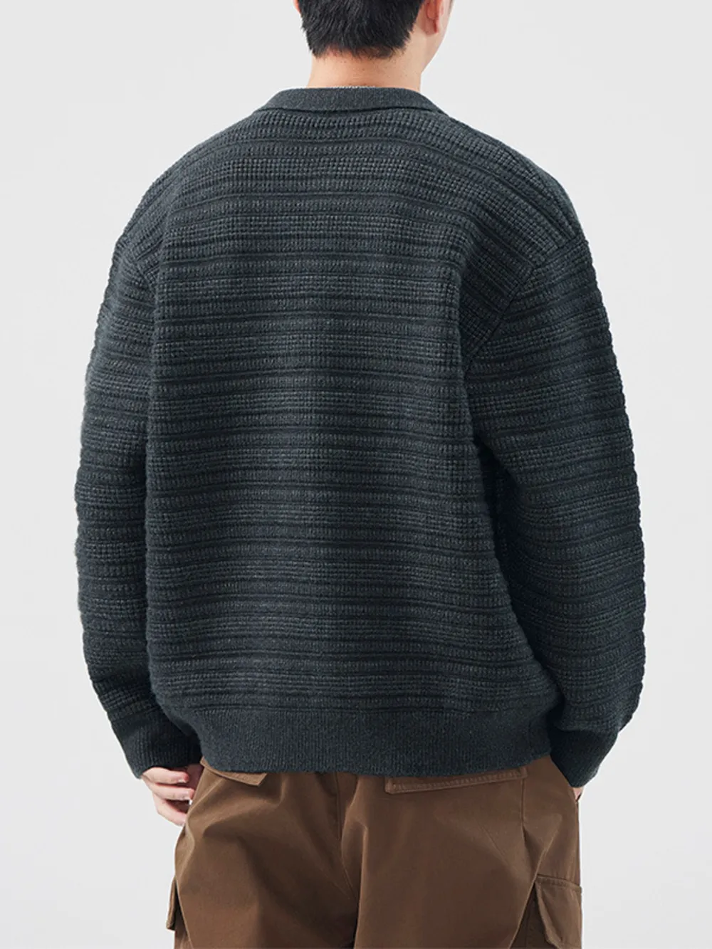 Men's Plus Size Button Up Long Sleeve Cardigan, image 9