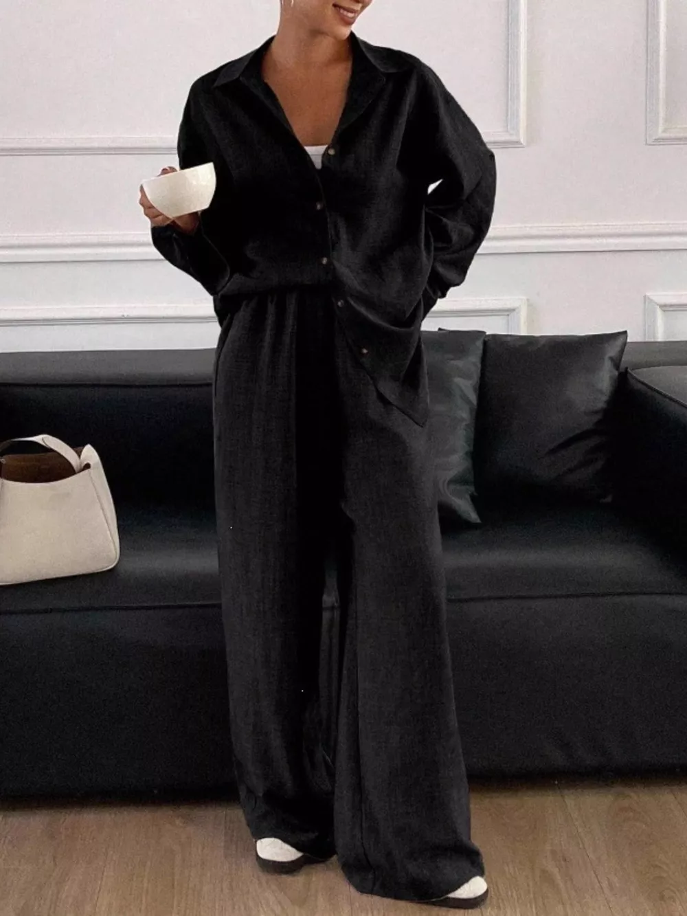 Button-Down Shirt and Wide-Leg Pants Set, image 13