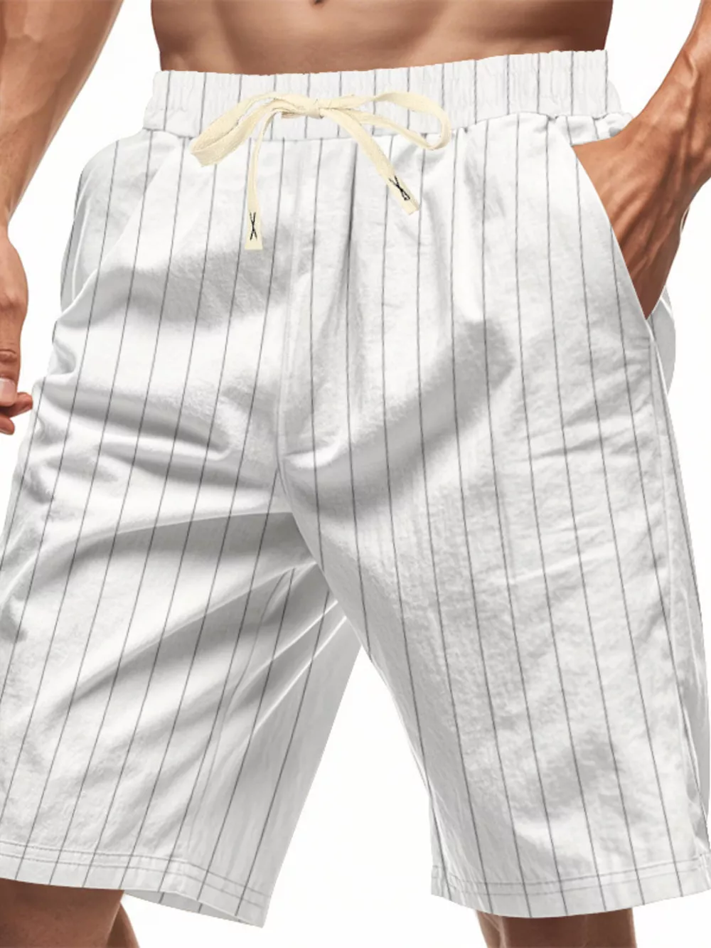 Men's Full Size Striped Drawstring Casual Shorts Plus Size, image 12