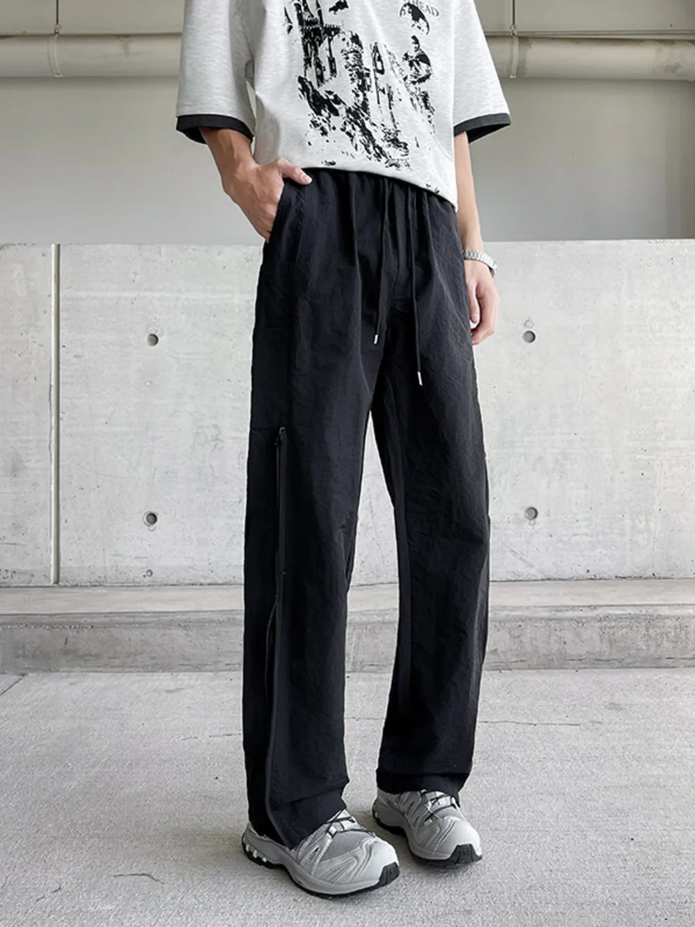 Men's Plus Size Casual Drawstring Wide Leg Pants, image 2