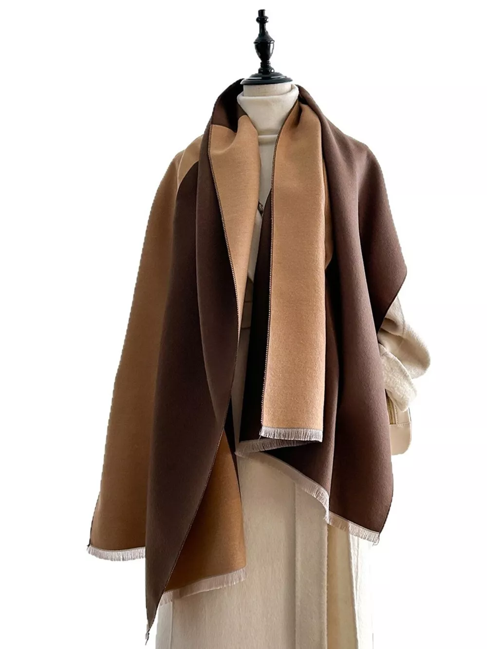 Two-Tone Raw Hem Scarf, image 8