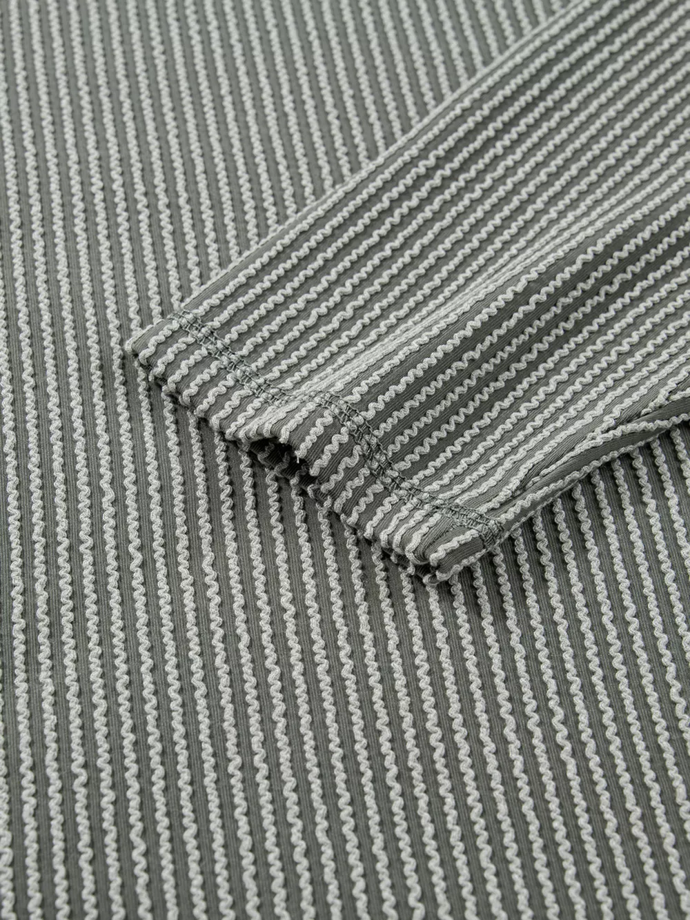 Twist Ribbed Exposed Seam Detail Long Sleeve Loose Top, image 8