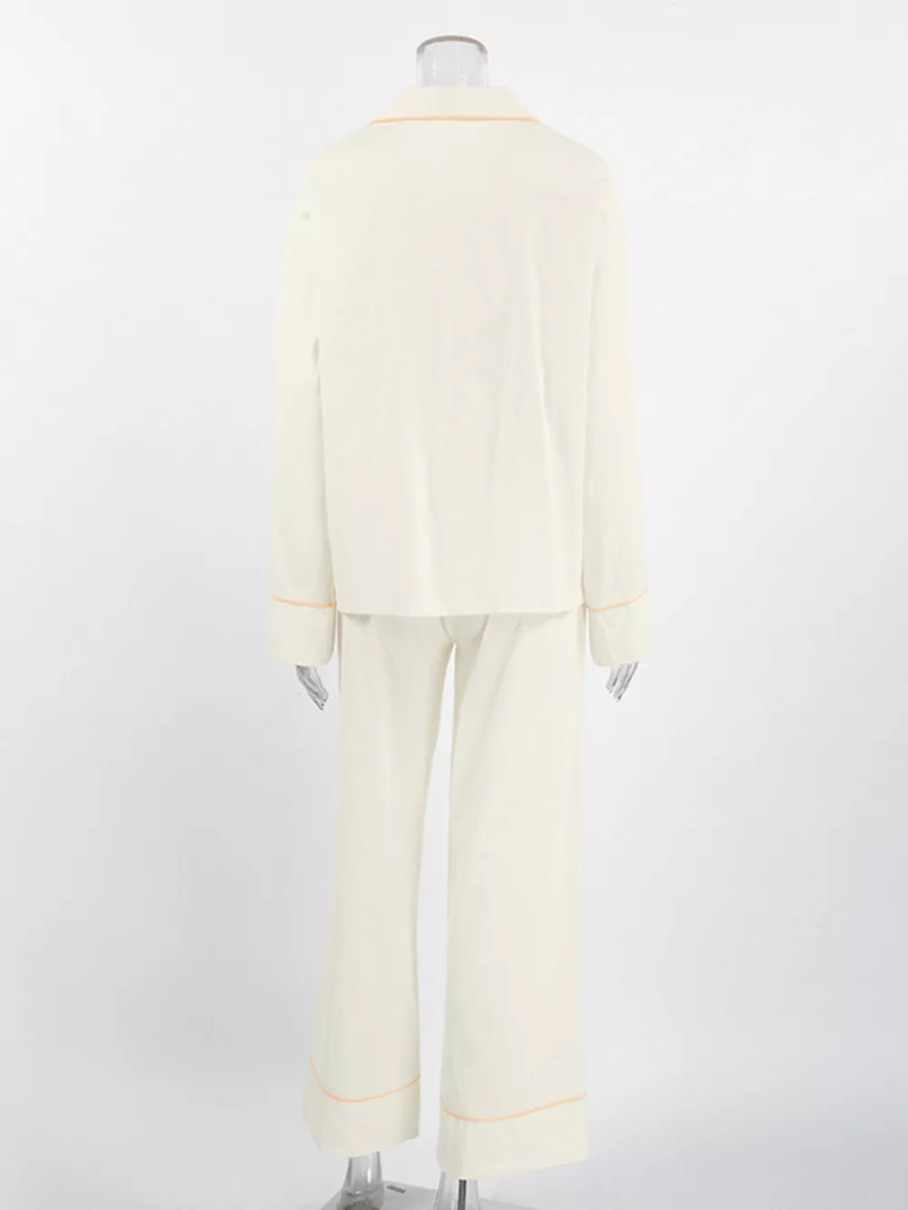 Contrast Trim Button-Down Top and Pants Lounge Set, image 8
