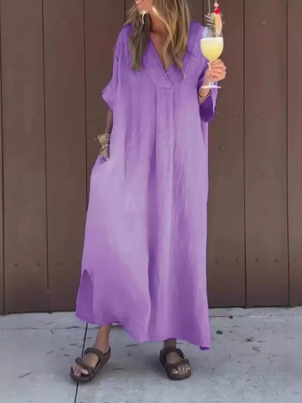Full Size V-Neck Maxi Dress with Flowy Silhouette Plus Size, image 17