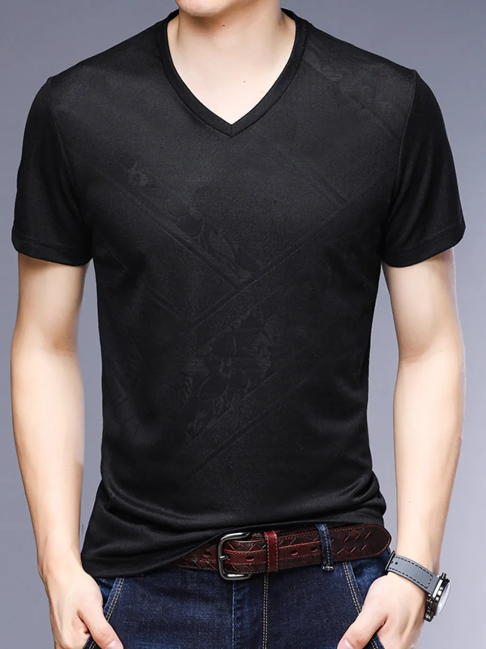 Men's Plus Size V-Neck Short Sleeve T-Shirt, image 3