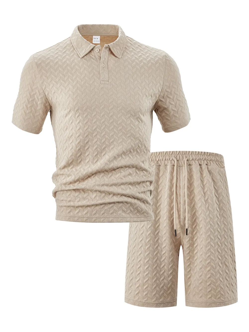 Men's Full Size Textured Polo Shirt and Shorts Set Plus Size, image 7