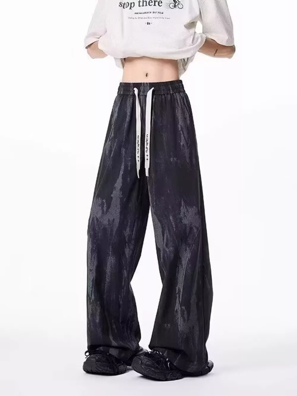 Men's Drawstring Wide-Leg Tie-Dye Casual Pants