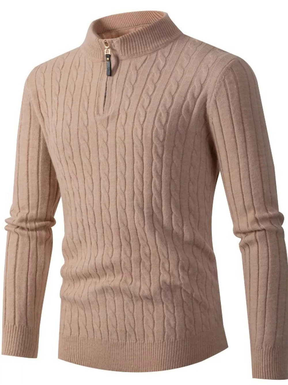 Men's Full Size Cable Knit Half-Zip Sweater Plus Size, image 2