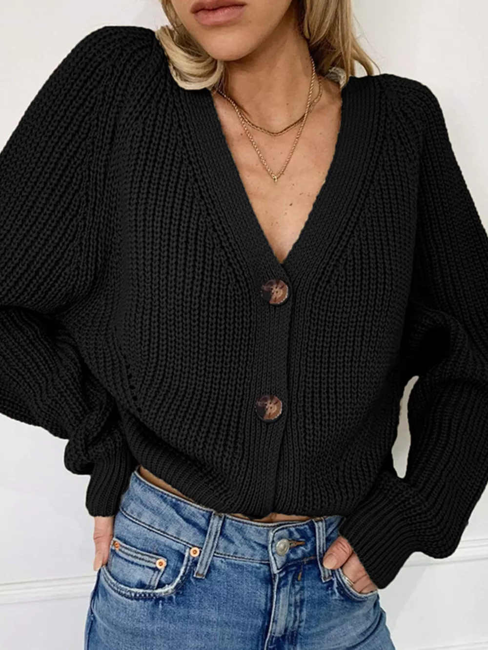 Full Size Chunky Knit Button-Down Cardigan Plus Size, image 4
