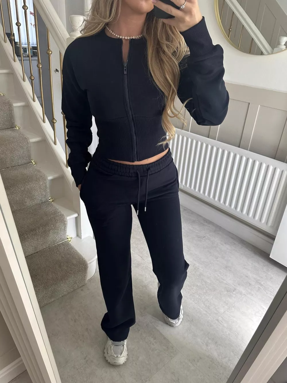Zip-Up Crop Hoodie and High-Waisted Pants Set, image 7