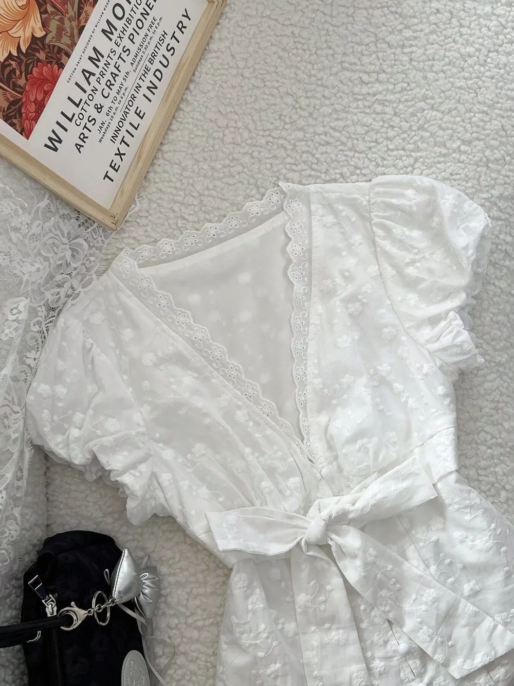 Lace Detail Bow Front Blouse, image 7