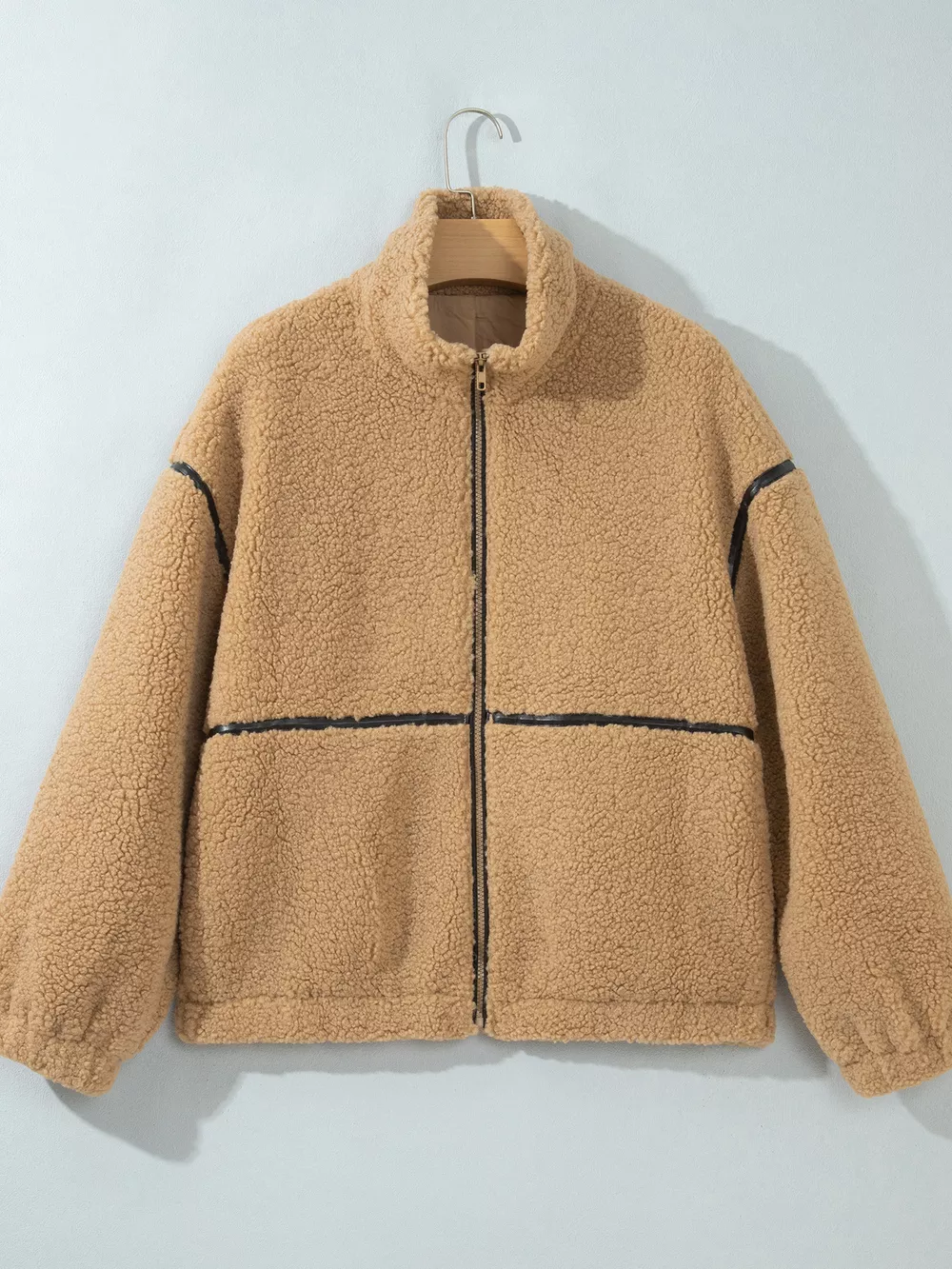 Drop Shoulder Collar Long Sleeve Fleece Regular Fit Jacket, image 2