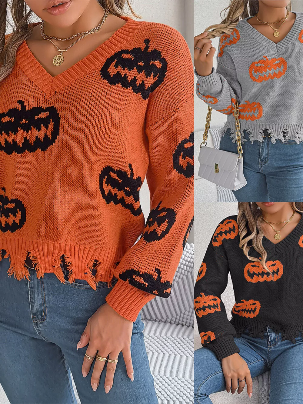 Pumpkin Distressed Hem Sweater, image 17