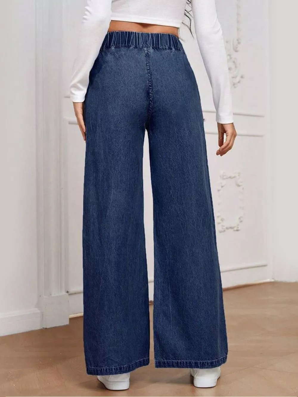 Elastic Waist Wide Leg Jeans, image 2