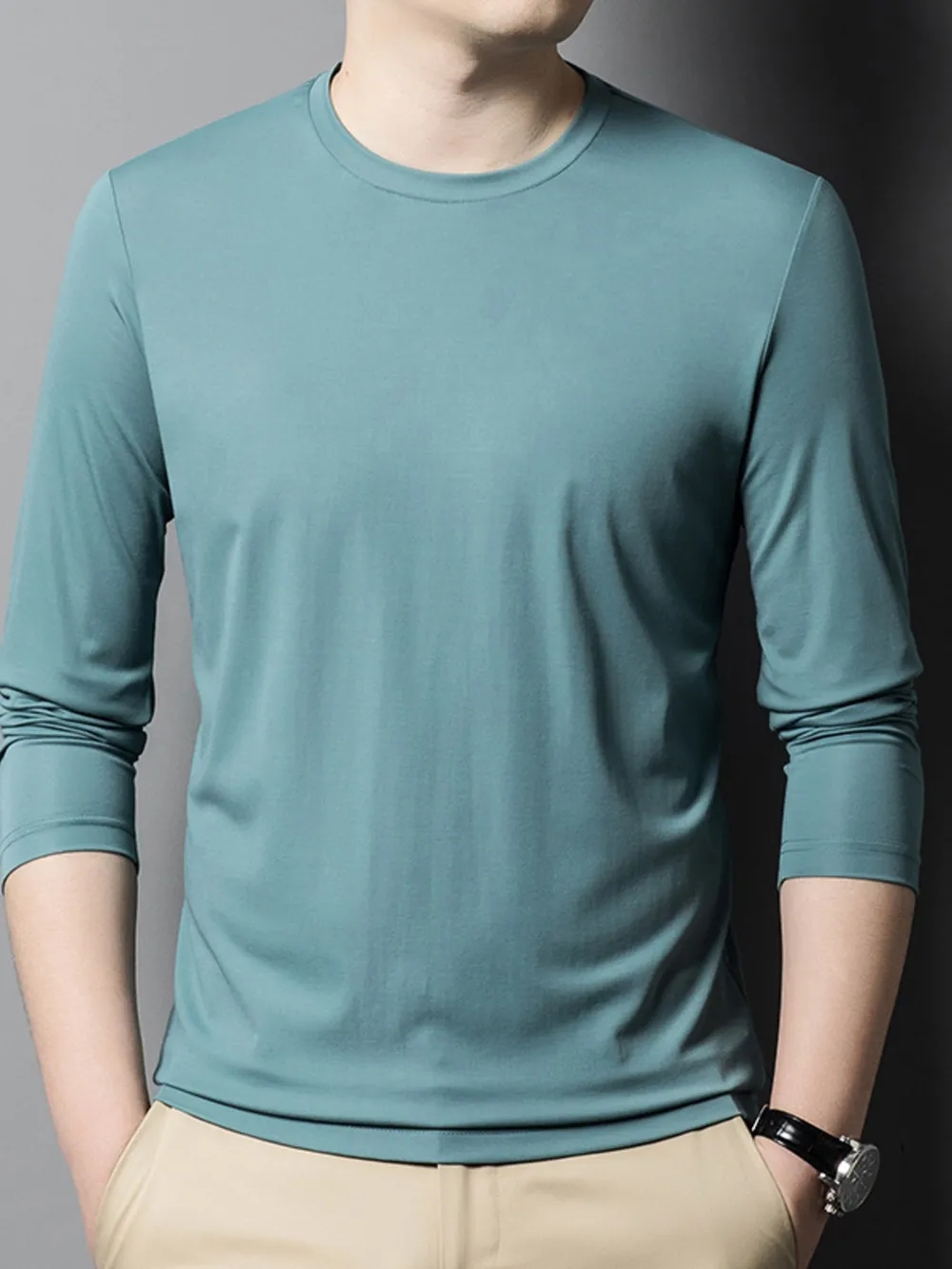 Men's Plus Size Round Neck Long Sleeve T-Shirt