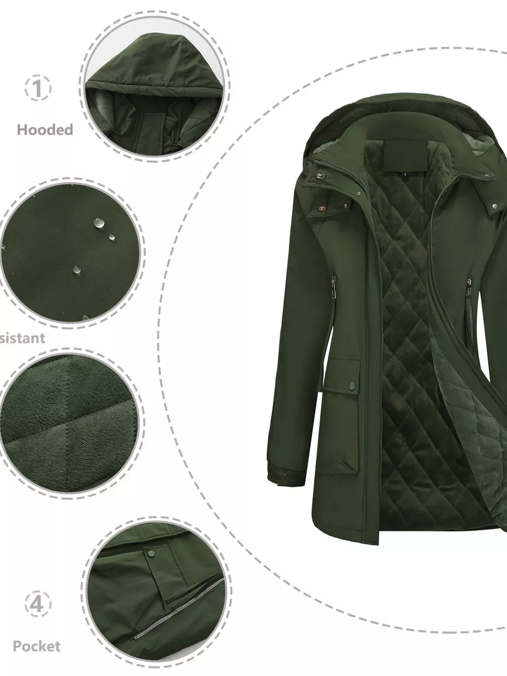 Full Size Zip Up Hooded Parka Outerwear Plus Size, image 8