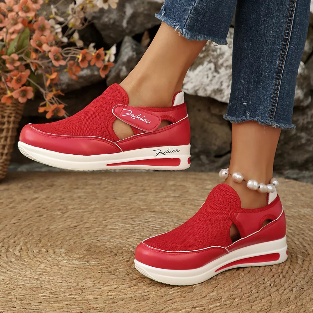 Breathable Mesh Wedge Sneakers, image 4