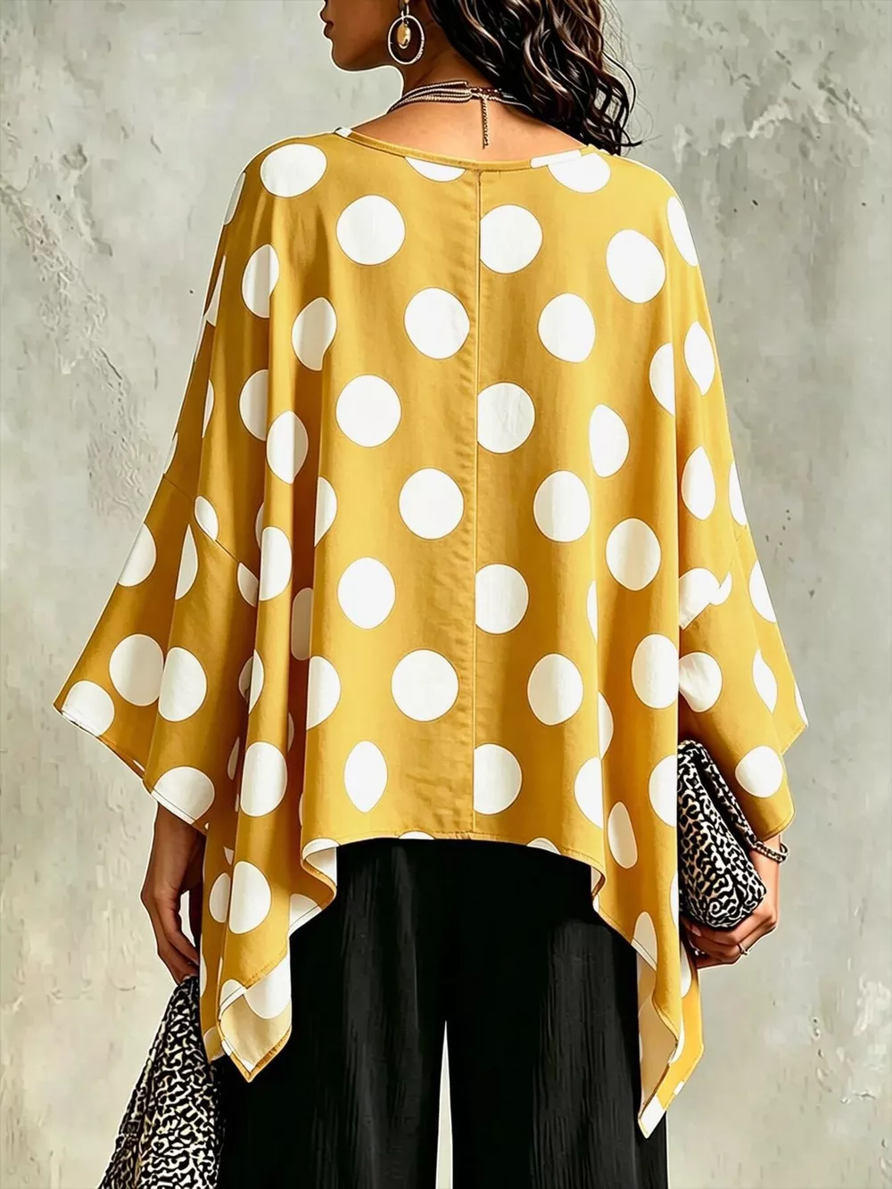 Polka Dot Asymmetrical Hem Blouse, image 6