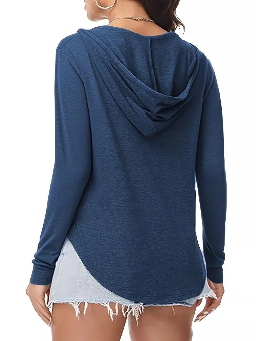 Full Size Drawstring Long Sleeve Hooded Top Plus Size, image 3