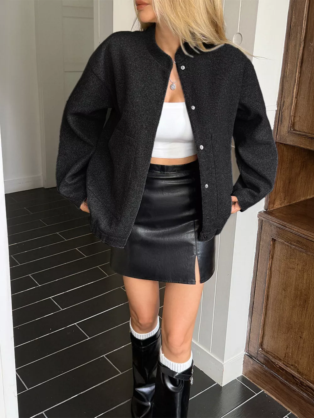 Snap Down Dropped Shoulder Jacket, image 7