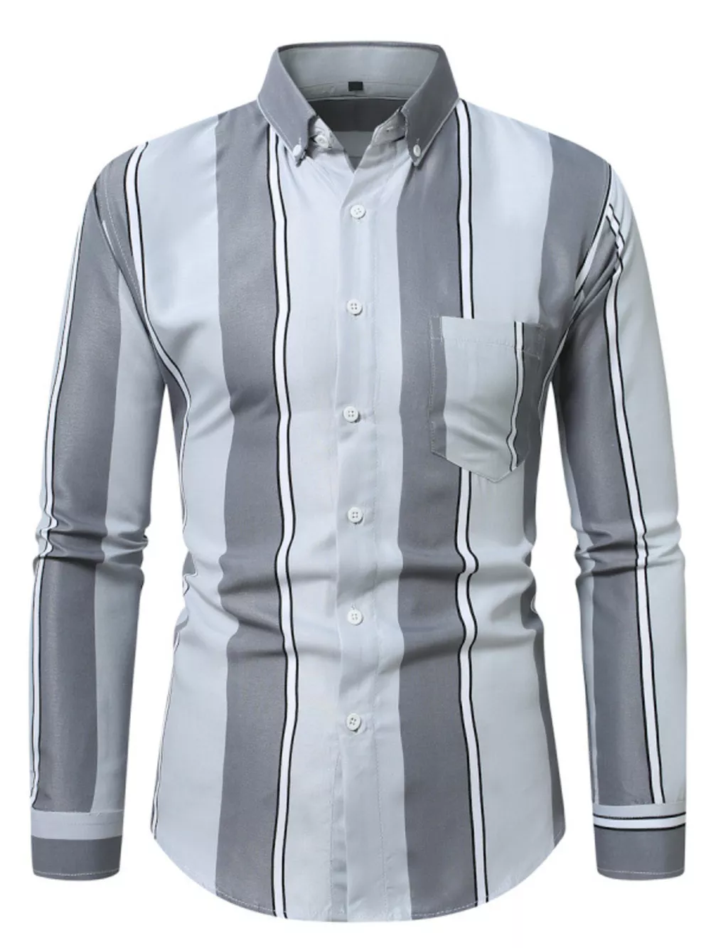 Men's Plus Size Slim Fit Striped Button Up Shirt, image 9