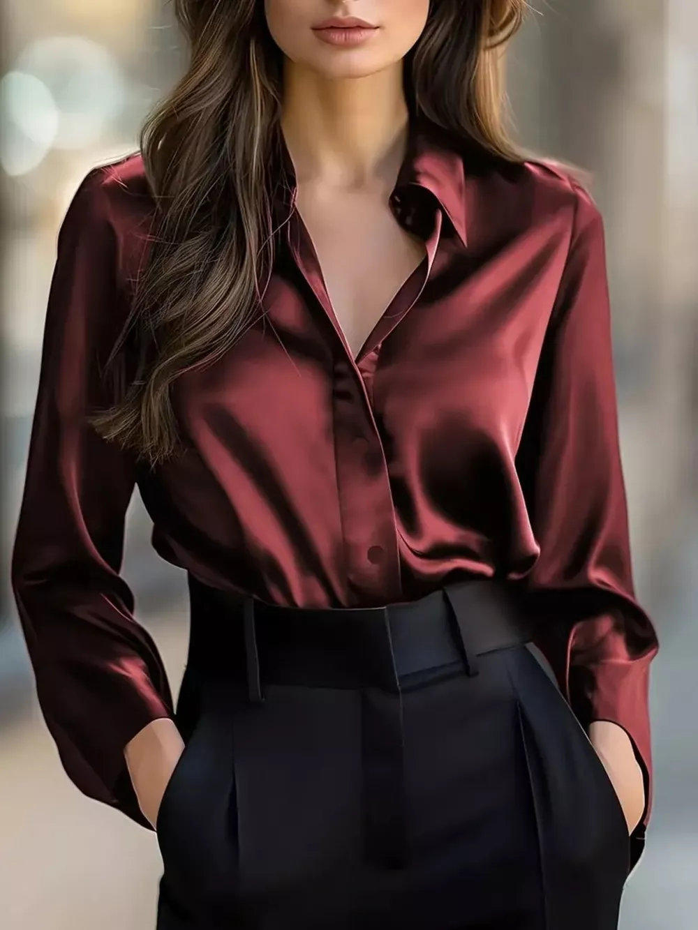 Button Down Collared Neck Long Sleeve Shirt, image 6