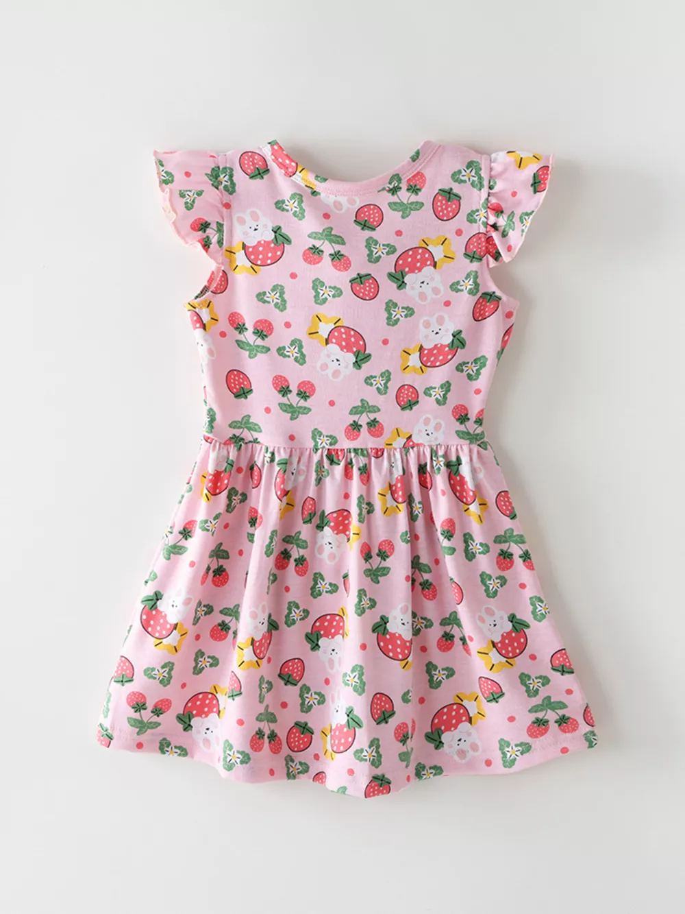 Children's Strawberry Print Ruffle Sleeve Dress, image 5